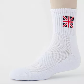 【氣墊專家】MIT吸汗超厚底英國國旗氣墊襪白