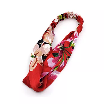 AmaZing 絲質綢緞交叉鬆緊帶髮箍 (8色任選)紅色