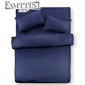 【Famttini-典藏原色】雙人四件式純棉床包組-深藍