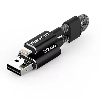 PhotoFast MemoriesCable GEN3 USB 3.0 32G 線型 Apple隨身碟-黑灰