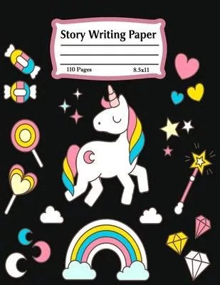 Story writing paper: Grades K-2 and k-3: Primary Composition Half Page Lined Paper with Drawing Space (8.5