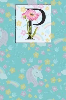 Q: Q Alphabet with Floral Unicorn Monogram Initial Notebook Journal 6x9, 120 pages Lined Notebook For Girls, Journal for