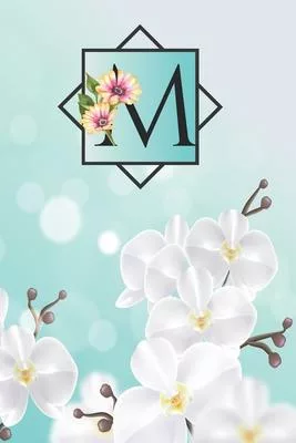 M: Cheery blossom initial Floral Monogram M Notebook Journal for Man, Women and Girls, size 6 x 9