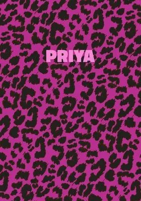 Priya: Personalized Pink Leopard Print Notebook (Animal Skin Pattern). College Ruled (Lined) Journal for Notes, Diary, Journa