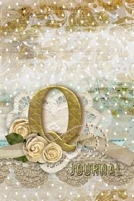Q Journal: Letter Q Initial Monogram Lined Notebook - Flower and Heart Cream