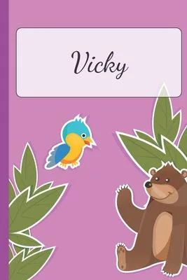 Vicky: Personalized Name Notebook for Girls - Custemized 110 Dot Grid Pages - Custom Journal as a Gift for your Daughter or W