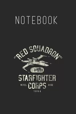 Notebook: Star Wars Rebel Xwing Starfighter Corps Collegiate Size Blank Pages Lined Journal Notebook with Black Cover Size 6in x