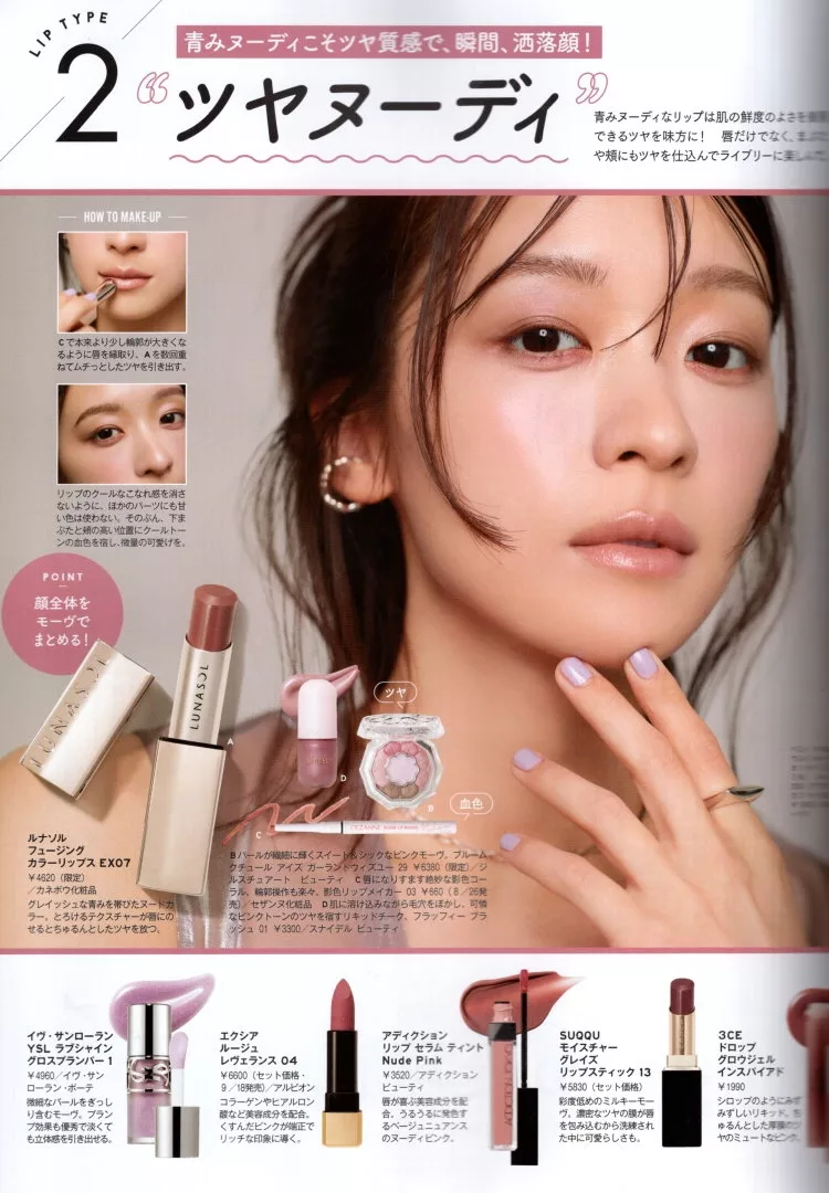 血色感裸妝唇彩原則