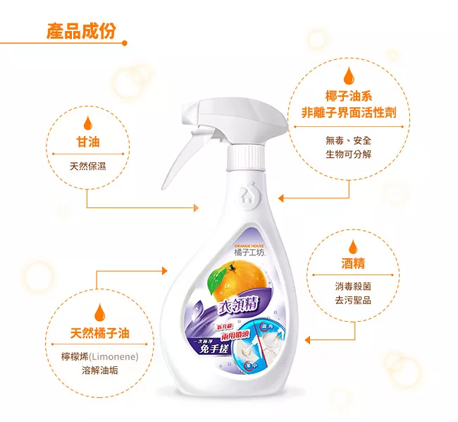 博客來 橘子工坊衣物清潔類領袖衣領精480ml 兩用噴頭