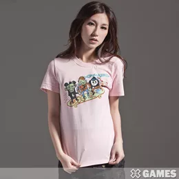 【美國XGAMES】耍酷生活純棉圓領Tee-女(輕粉紅-L)