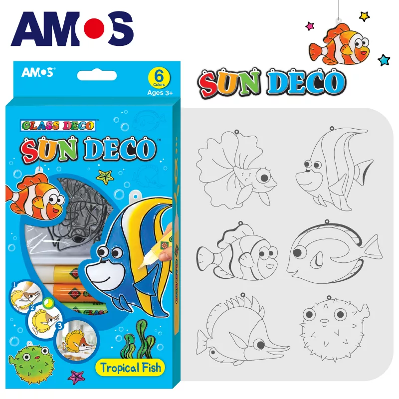 韓國AMOS 6色 10.5ML熱帶魚主題吊飾DIY玻璃彩繪膠[台灣總代理公司貨]