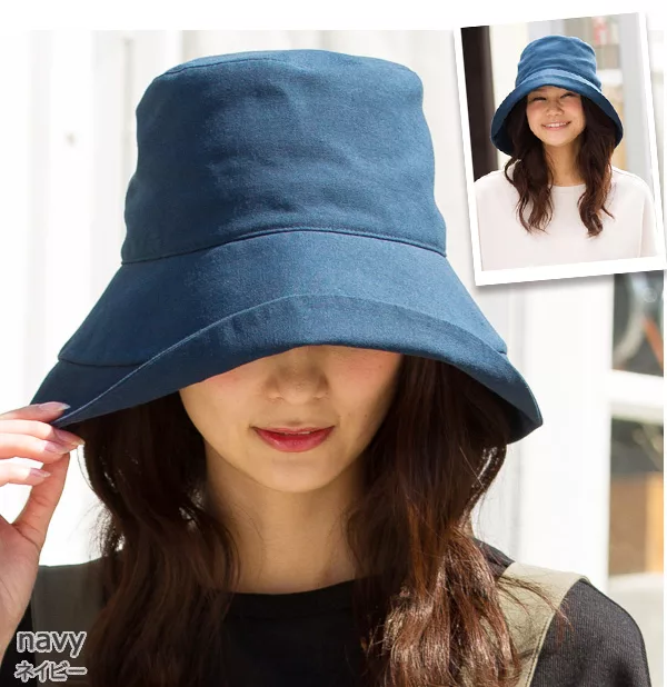 博客來 日本queenhead 抗uv大寬緣小顏防曬帽0068藍色