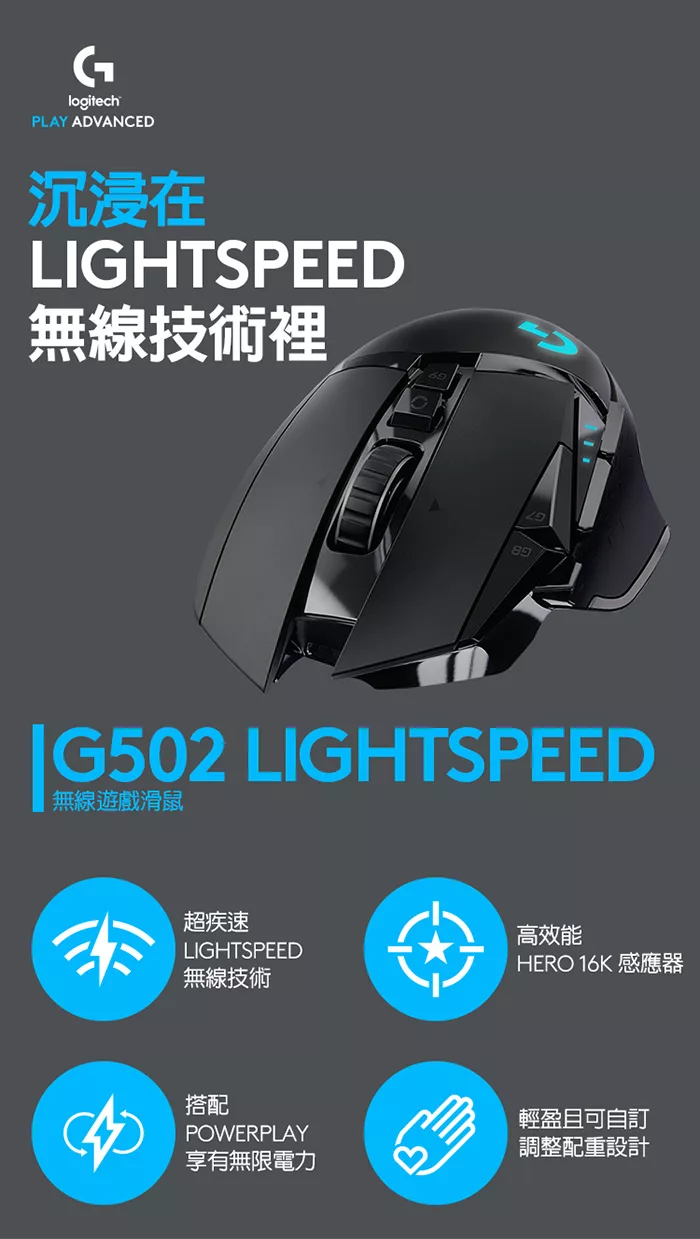 博客來 羅技g502 高效能無線電競滑鼠