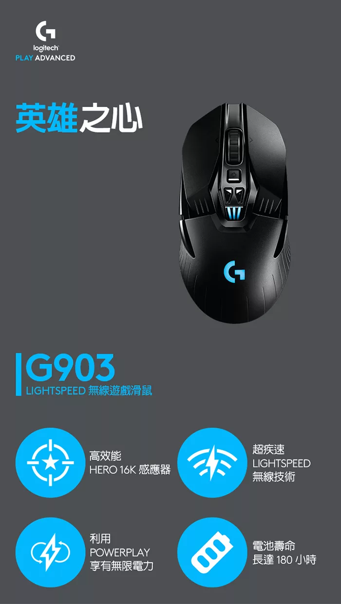 博客來 羅技g903 Lightspeed 無線電競滑鼠