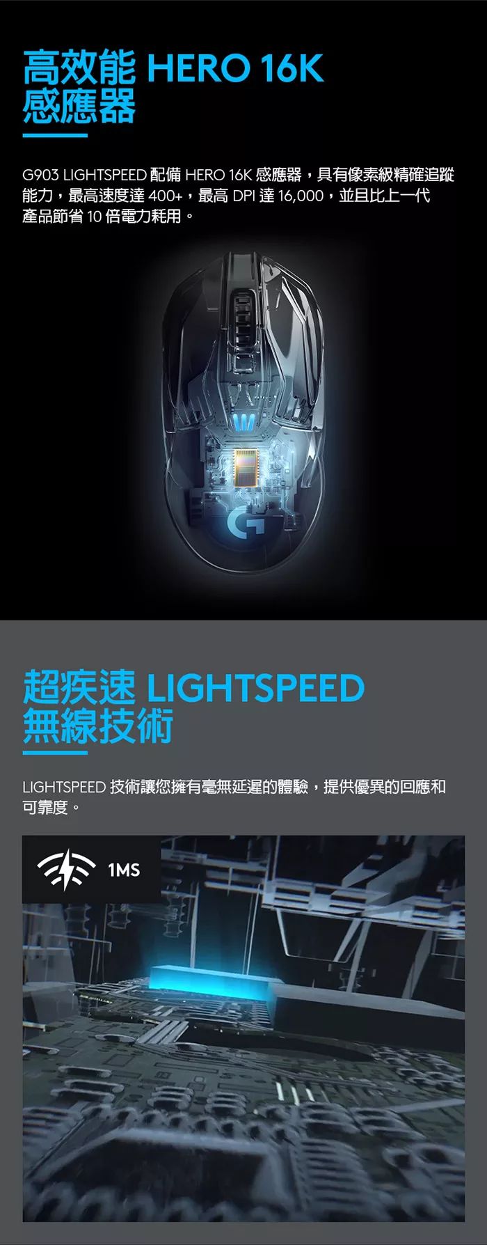 博客來 羅技g903 Lightspeed 無線電競滑鼠