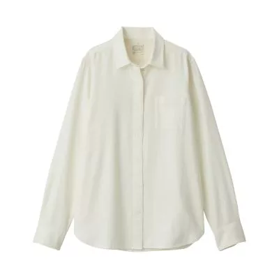 [MUJI無印良品]女新疆棉法蘭絨襯衫S白色