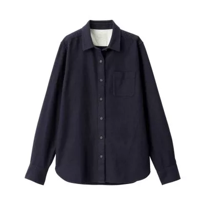 [MUJI無印良品]女新疆棉法蘭絨襯衫L暗藍