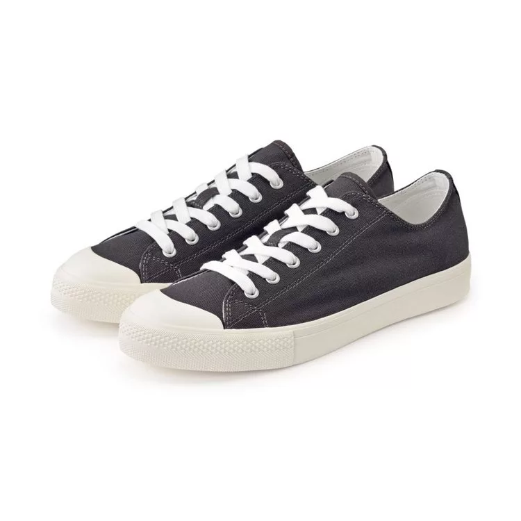 [MUJI無印良品]撥水加工有機棉舒適休閒鞋JP25.5墨灰