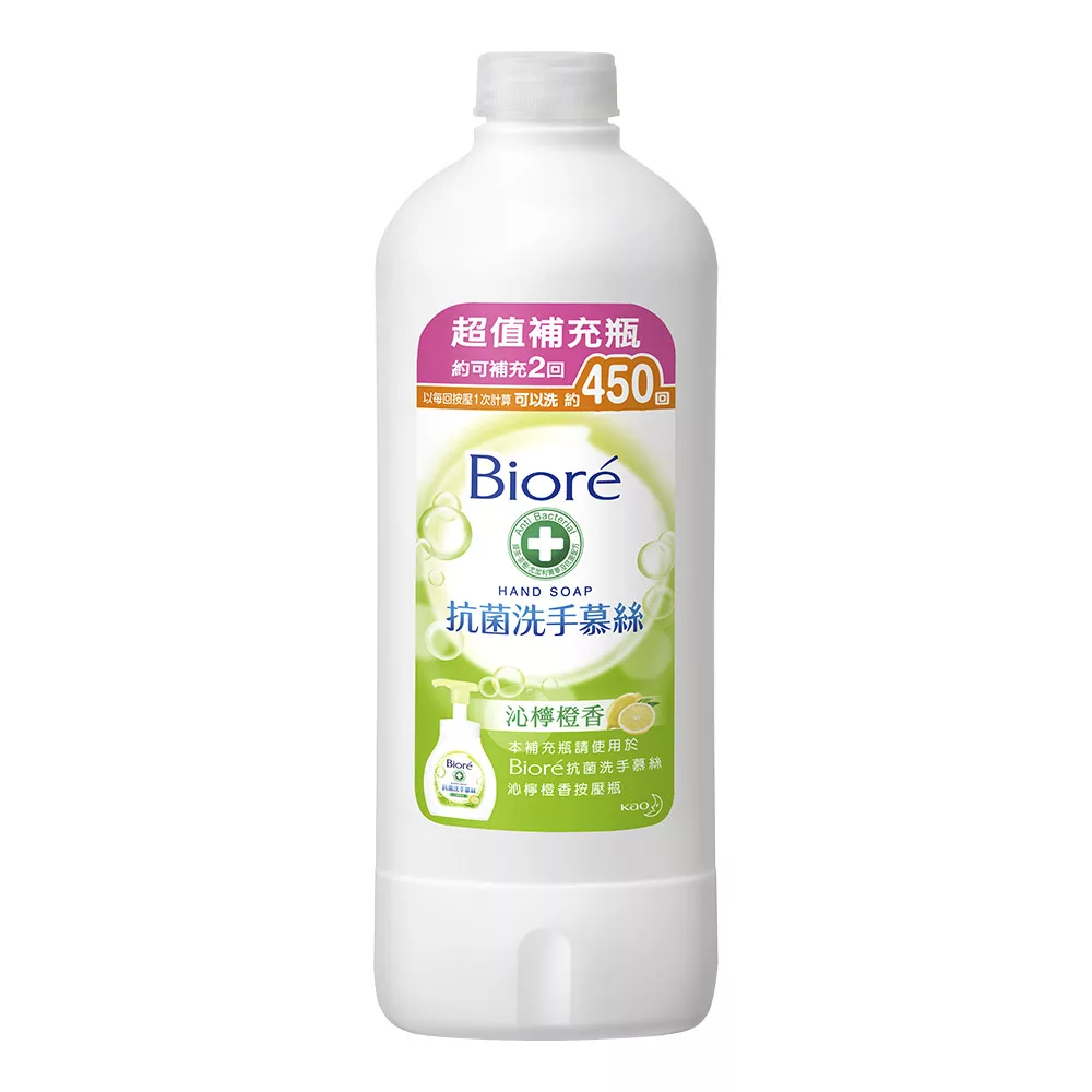 Biore 蜜妮 抗菌洗手慕絲 沁檸橙香補充瓶450ml
