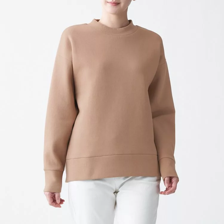 博客來 Muji無印良品 女棉混二重織套衫xs S米色