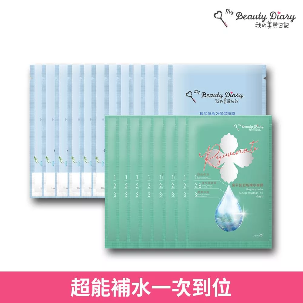 我的美麗日記 超能補水保濕面膜20片組(蜜若藍8片+玻尿酸12片)