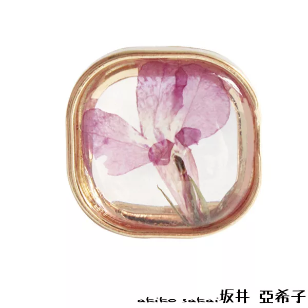 『坂井.亞希子』立體透明精緻氣質花朵開口戒 -方形紅色