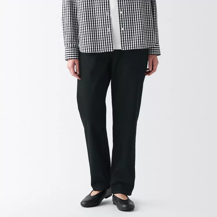 【MUJI 無印良品】女有機棉丹寧直筒褲 23 黑色