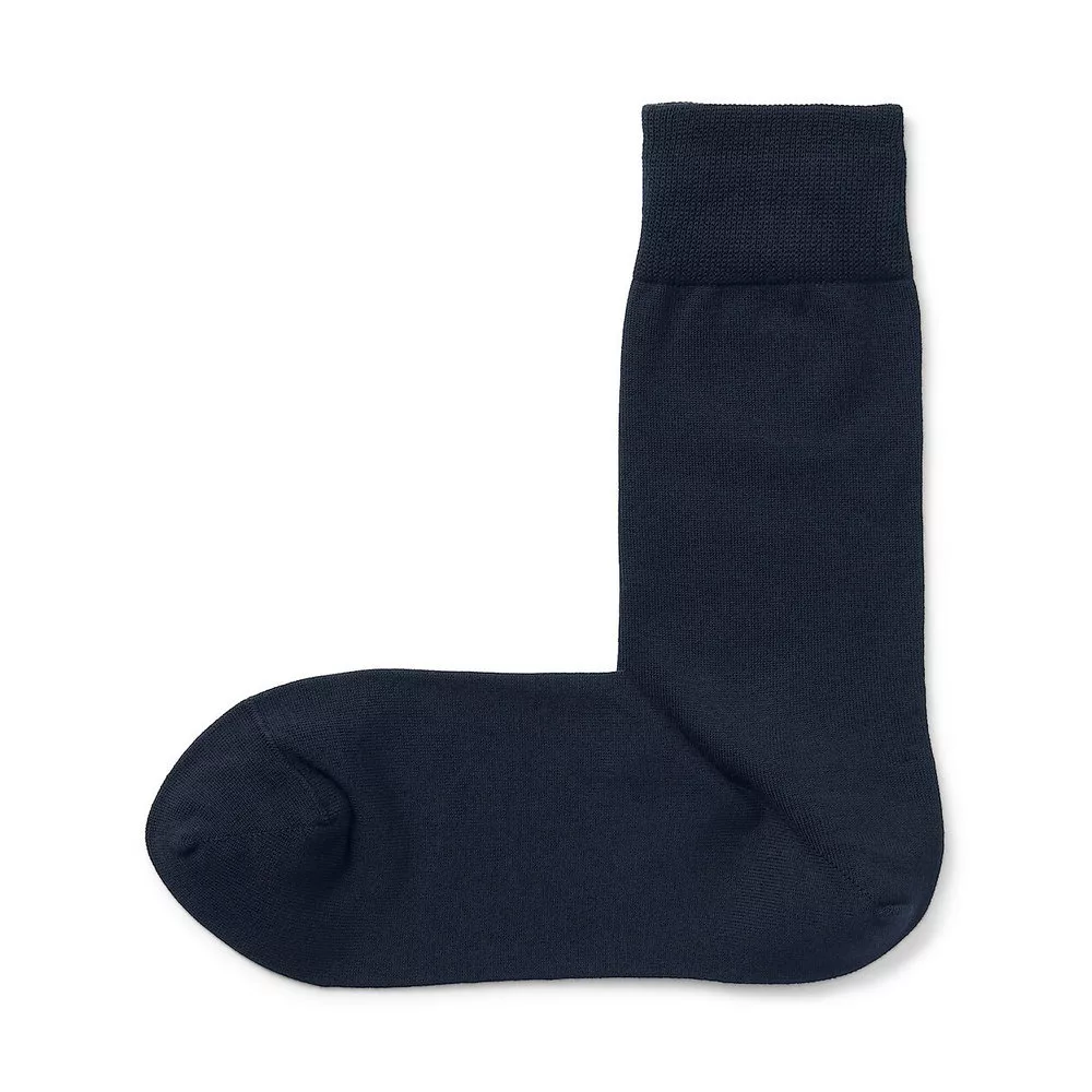 【MUJI 無印良品】男棉混商務直角襪25-27cm 暗藍