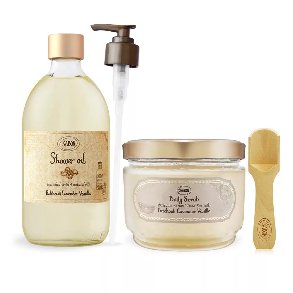 SABON 明星二部曲[沐浴油500ml+身體磨砂膏600g]-多味道可選-國際航空版(效期至2027/11/30) 經典P-L-V