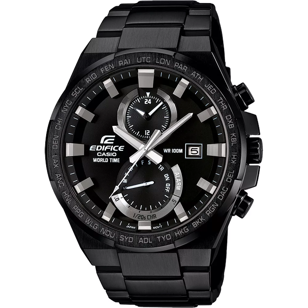CASIO EDIFICE系列 急速飄移三眼計時賽車腕錶-黑