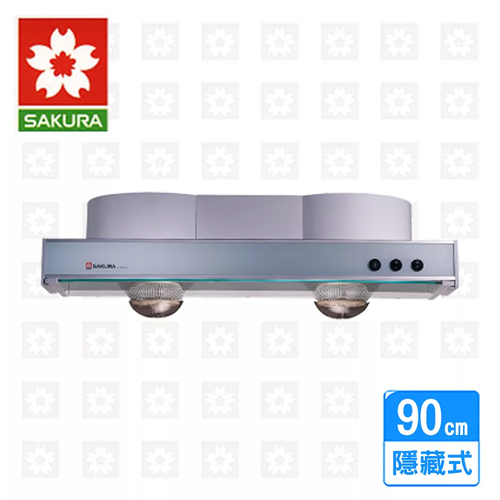 【櫻花牌】隱藏式玻璃前頭烤漆除油煙機90cm ( R-3501GXL )限北北基配送