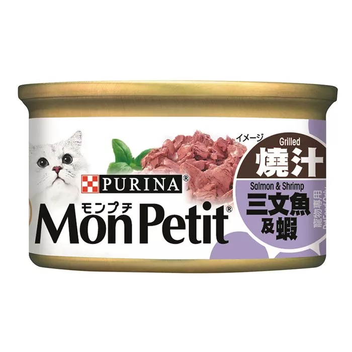 博客來 Monpetit 貓倍麗美國經典主食罐85克 香烤鮭魚佐鮮蝦x24罐
