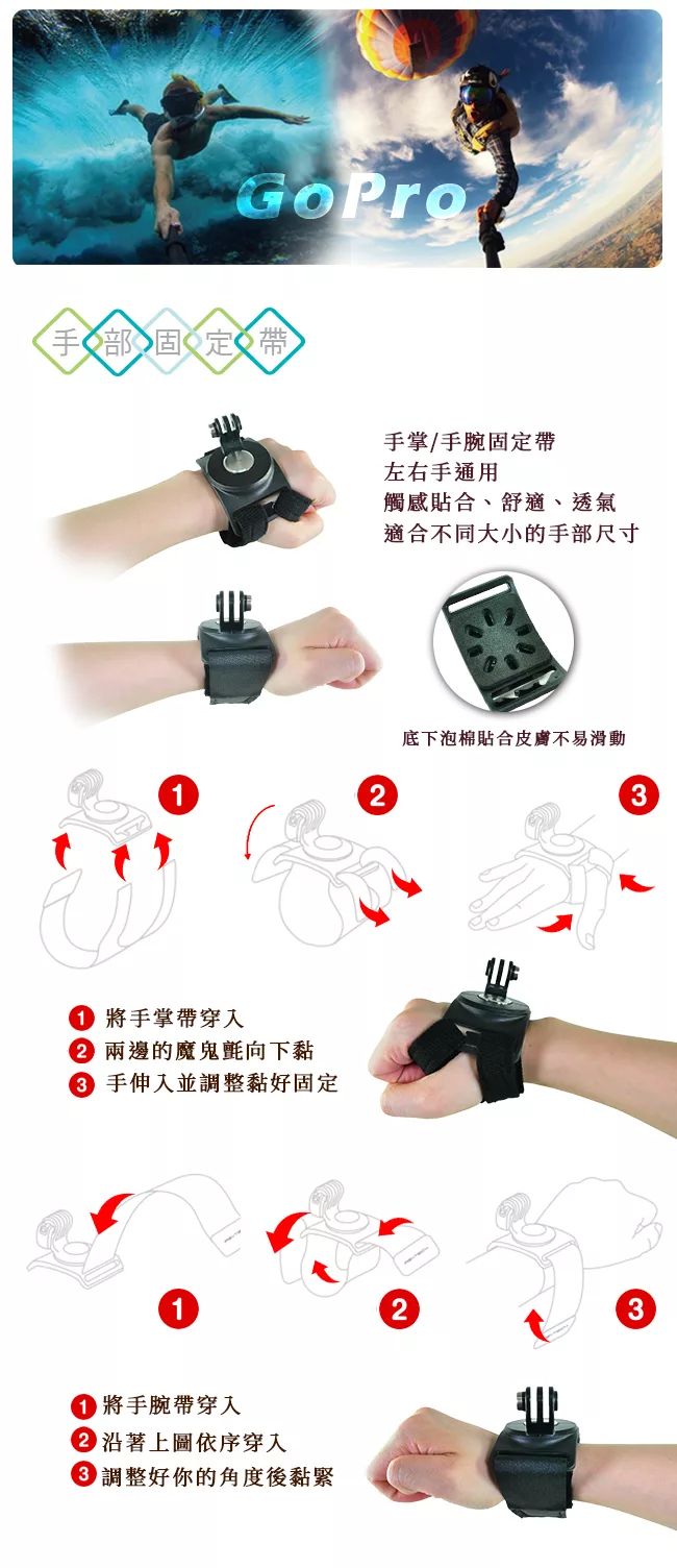 博客來 Gopro 手 腕 腿部固定帶