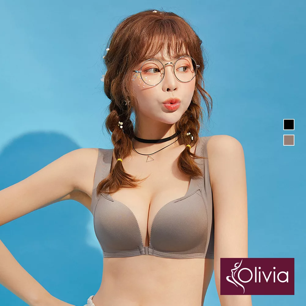 【Olivia】無鋼圈美胸前後雙扣3D超集中包覆內衣36咖啡色