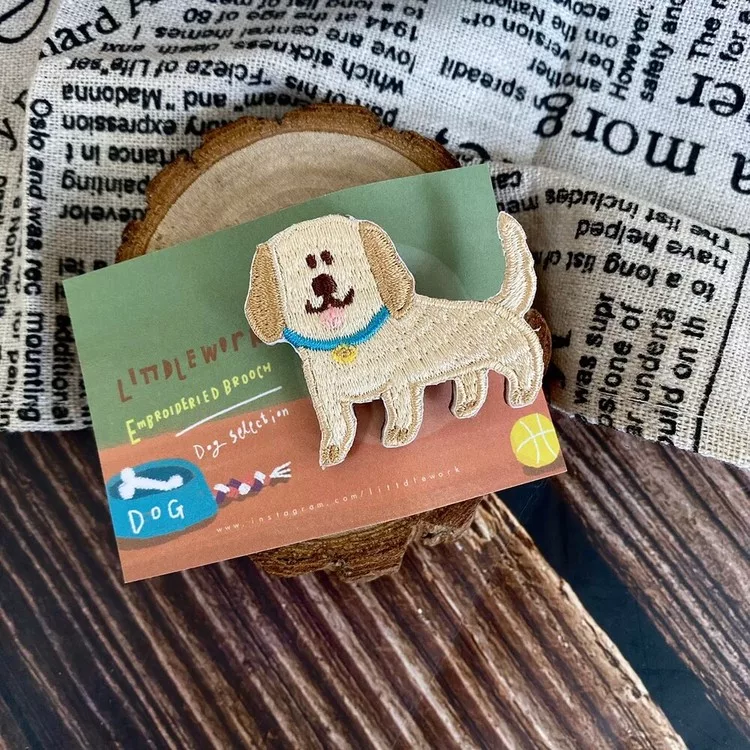 博客來 刺繡別針 狗狗 黃金獵犬 Littdlework
