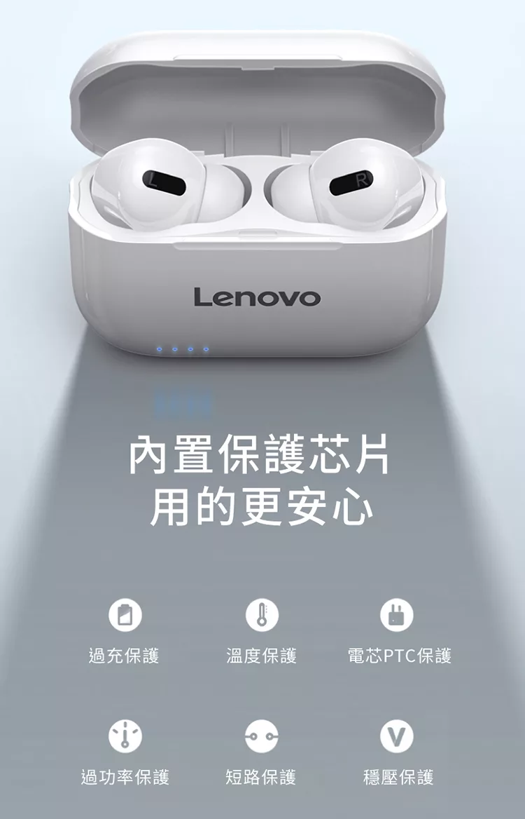 博客來 Lenovo 聯想 Lp1s 真無線藍牙耳機黑色