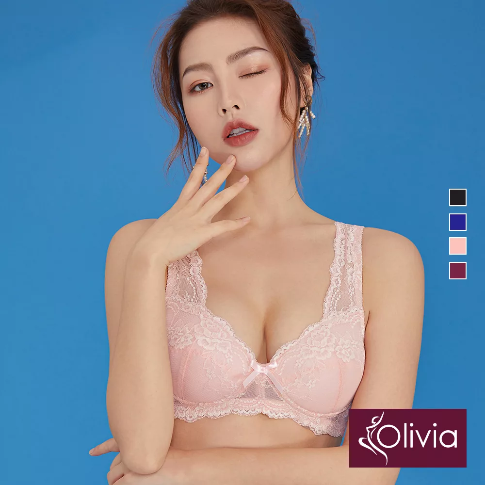 【Olivia】無鋼圈經典集中蕾絲美背內衣 34/75B 粉色