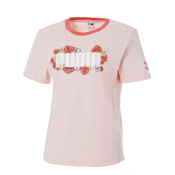 PUMA 流行系列Floral短袖T恤(F) 女 短袖上衣 XL 花朵粉紅