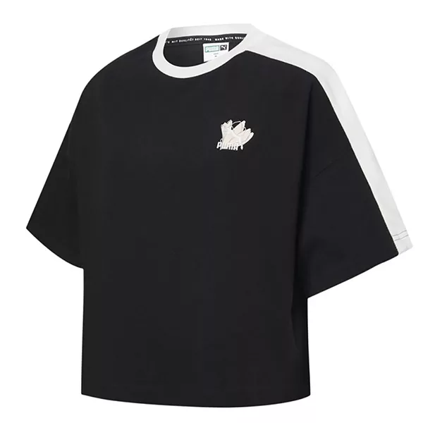 PUMA 流行系列Floral短袖T恤(F) 女 短袖上衣 53225801 XXL 黑色