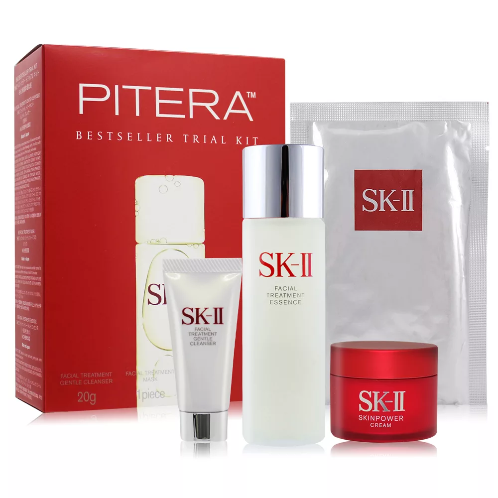 SK-II 體驗組[青春露75ml+洗面乳20g+活膚霜15g+面膜]-新版-國際航空版