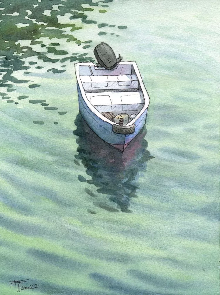 博客來 玲廊滿藝 莊宏哲 淡水河閒逸小舟24x18cm
