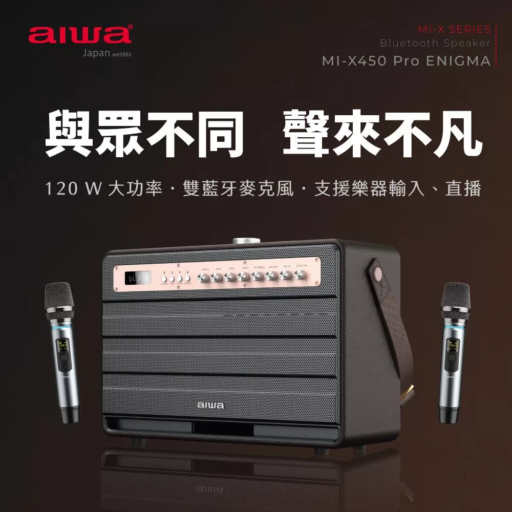AIWA 愛華 藍牙喇叭 MI-X450 Pro ENIGMA (無線麥克風*2+喇叭組)
