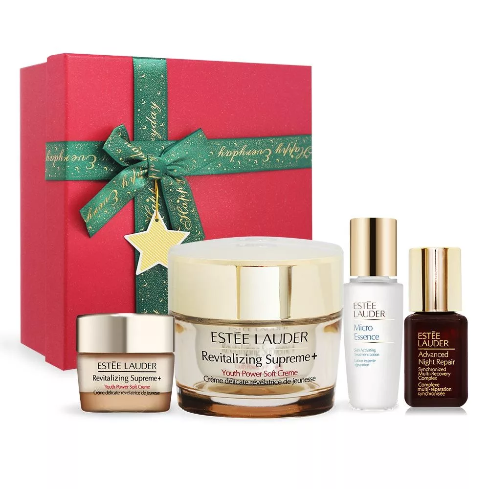ESTEE LAUDER 雅詩蘭黛 年輕無敵金三角聖誕套組[特潤+原生露+膠原霜]-公司貨