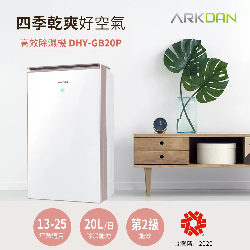 ARKDAN 20L一級能效鏡面高效除濕機 DHY-GB20P