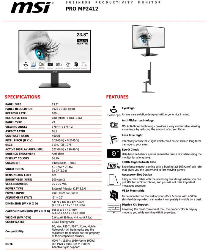 MSI微星 MP2412 - 詳情3