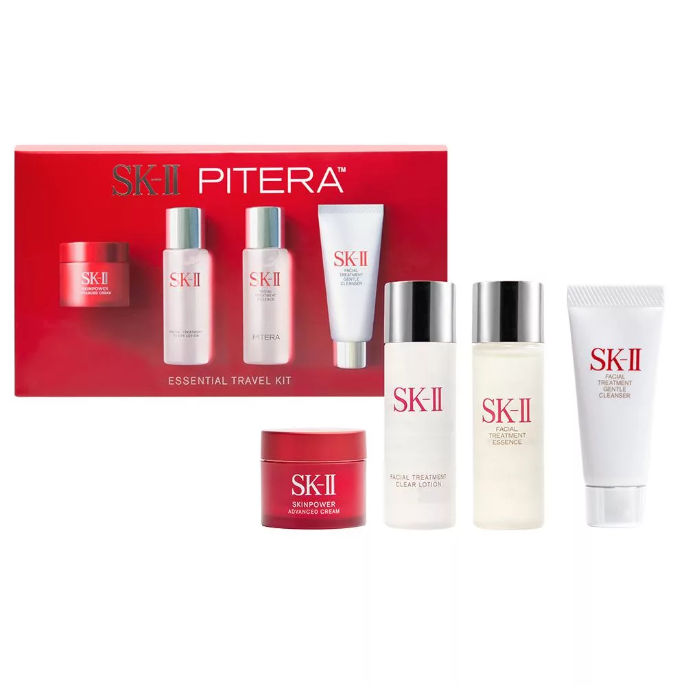SK-II 體驗旅行組(潔面乳20g+亮采水30ml+青春露30ml+活膚霜15g)_國際航空版