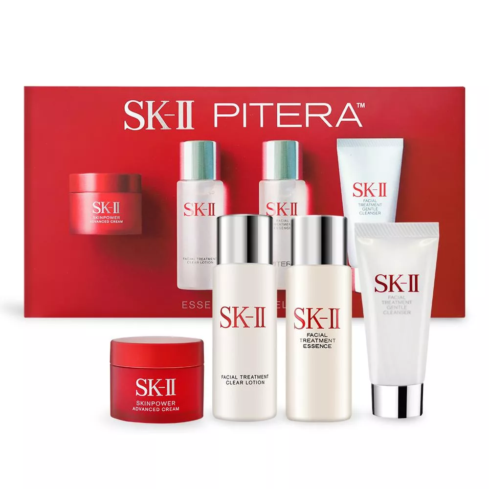 SK-II 暢銷旅行組(洗面乳20g+亮采水30ml+青春露30ml+致臻活膚霜15g)-國際航空版