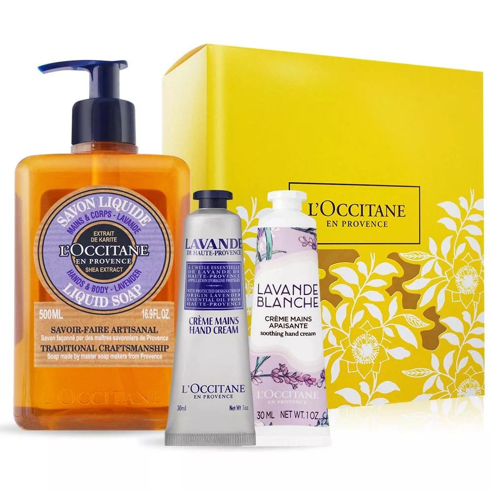 L’OCCITANE 歐舒丹 乳油木手部清潔護手組[潔手沐浴液式皂+護手霜]-多款可選-國際航空版 薰衣草