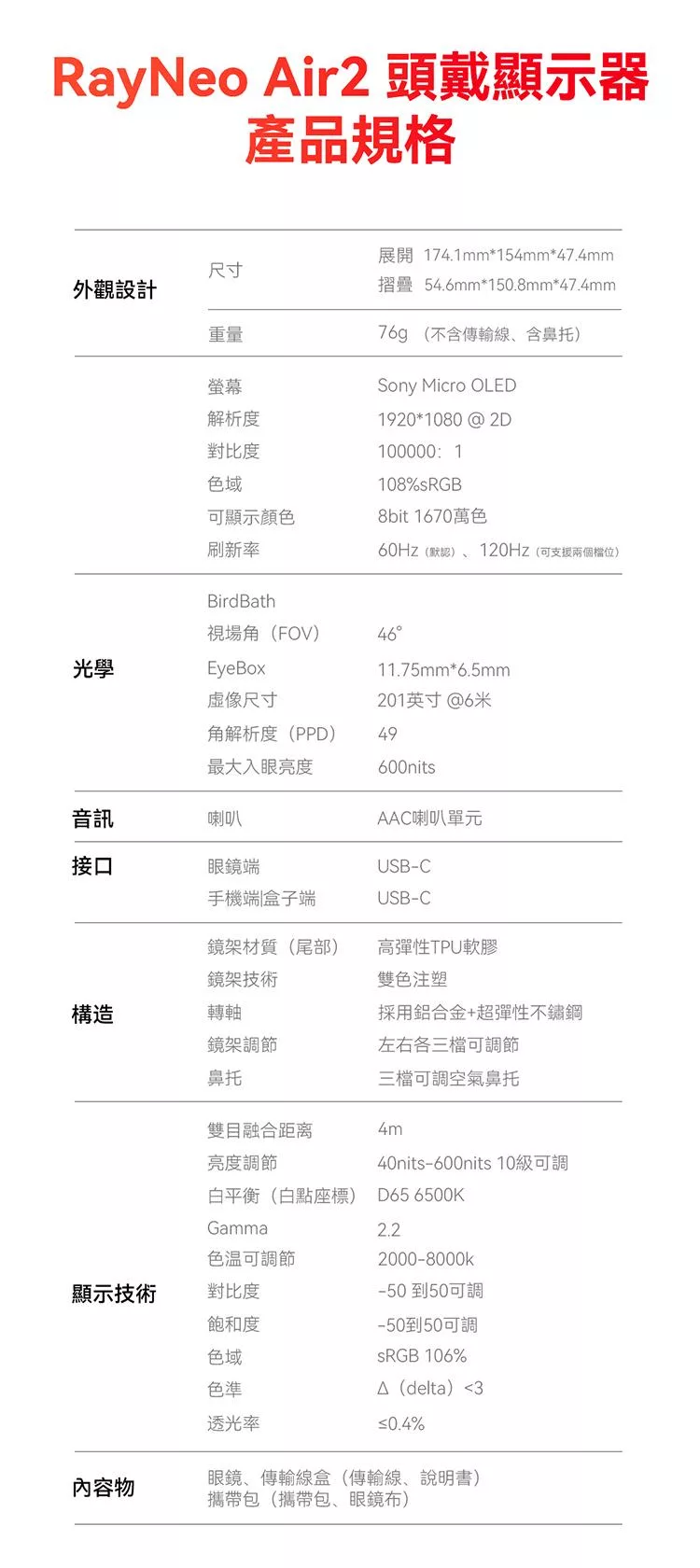RayNeo Air 2 - 詳情9