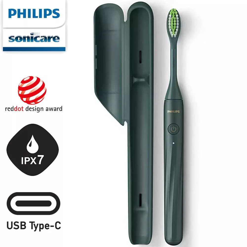 【Philips】攜帶式旅行盒電動牙刷 HY1200綠色(平行輸入品)
